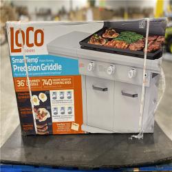 DALLAS LOCATION - LOCO Series II 36 in. 3-Burner Digital Propane SmartTemp Flat Top Grill / Griddle in Chalk Finish with Enclosed Cart and Hood