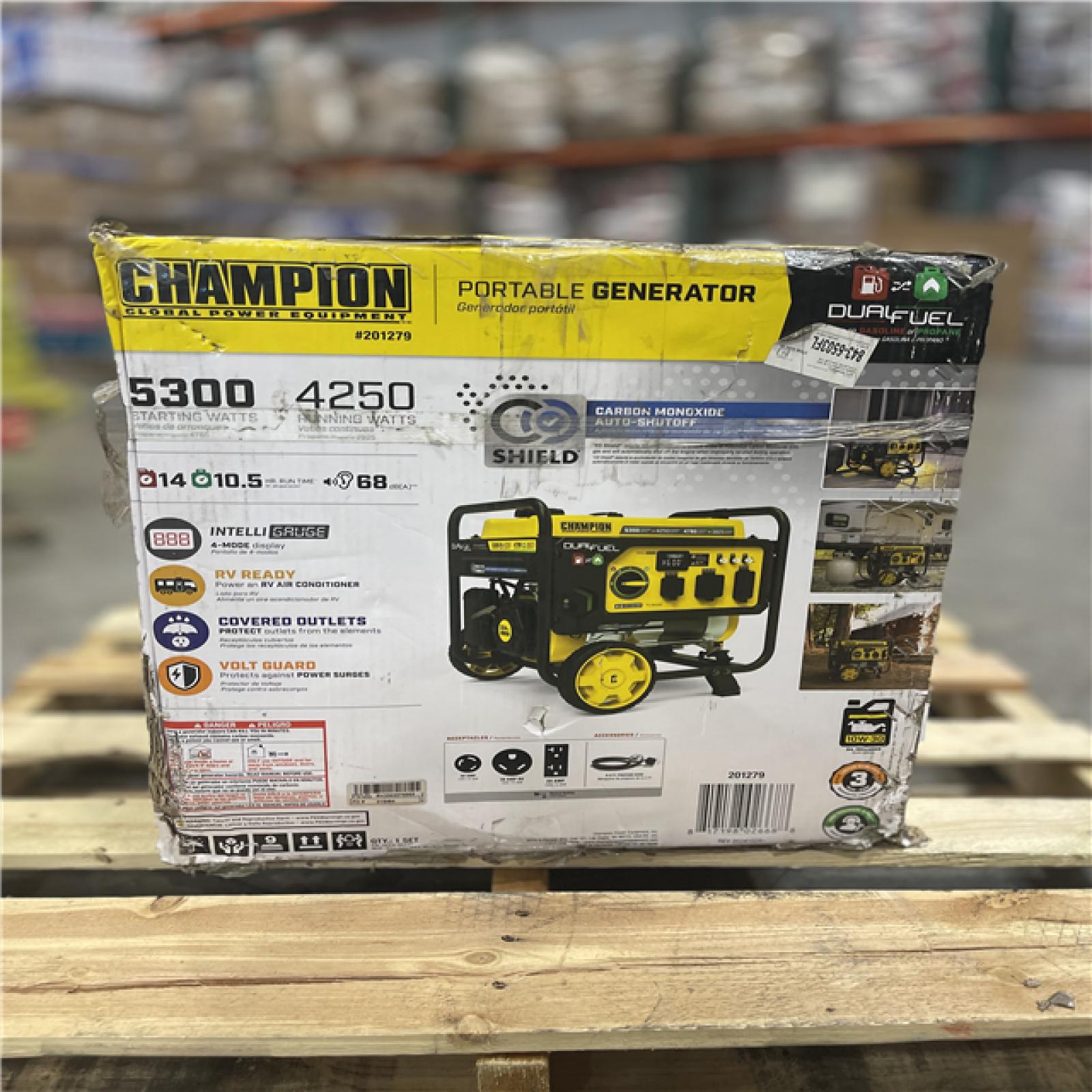 DALLAS LOCATION- AS-IS Champion 5300/4250-Watt Gasoline and Propane Powered Dual Fuel Portable Generator