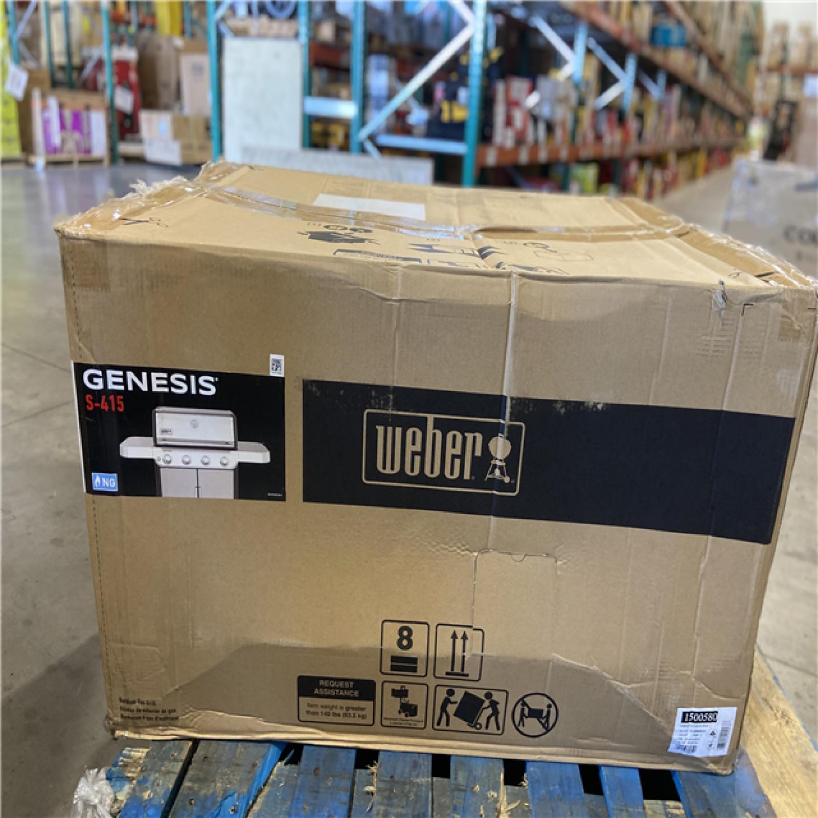 DALLAS LOCATION - Weber Genesis S-415 4-Burner Natural Gas Grill in Stainless Steel with Side Tables