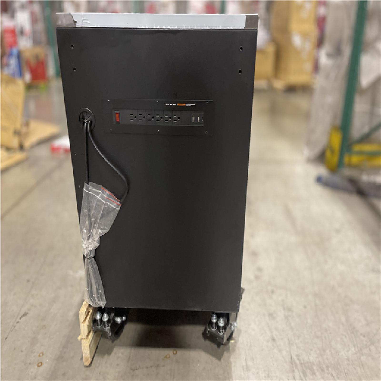 DALLAS LOCATION - AS-IS Husky Tool Storage Heavy Duty 96 in. W x 24 in. D Matte Black Mobile Workbench Cabinet with Stainless Steel Top