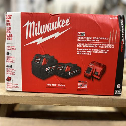 AS-IS - Milwaukee M18 18-Volt Lithium-Ion Starter Kit with One 5.0 Ah and One 2.0 Ah Battery and Charger