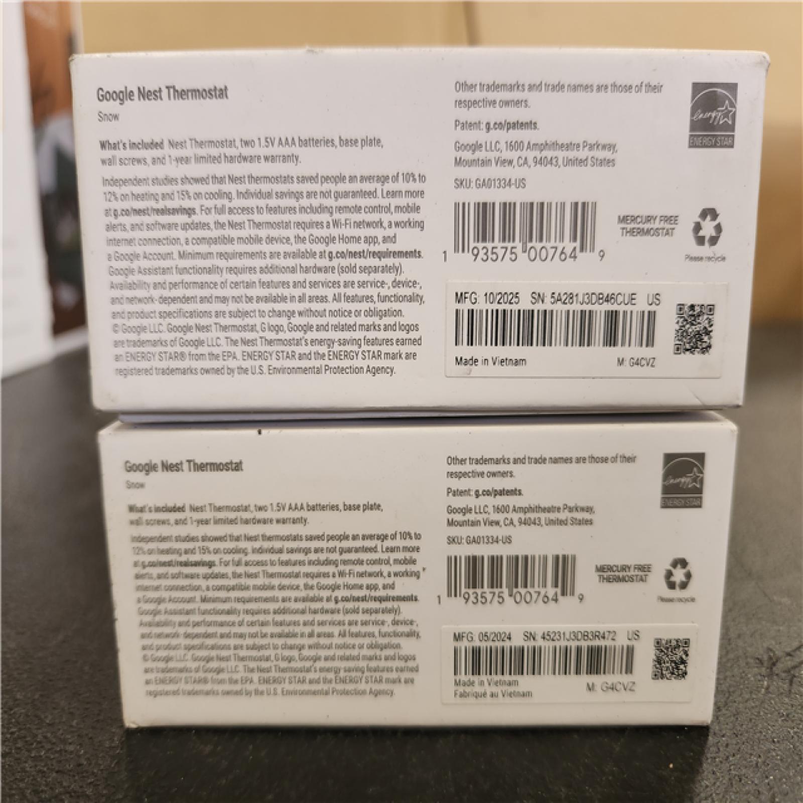 Phoenix AS-IS Google Nest Thermostat - Smart Programmable Wi-Fi Thermostat - (2-Pack)