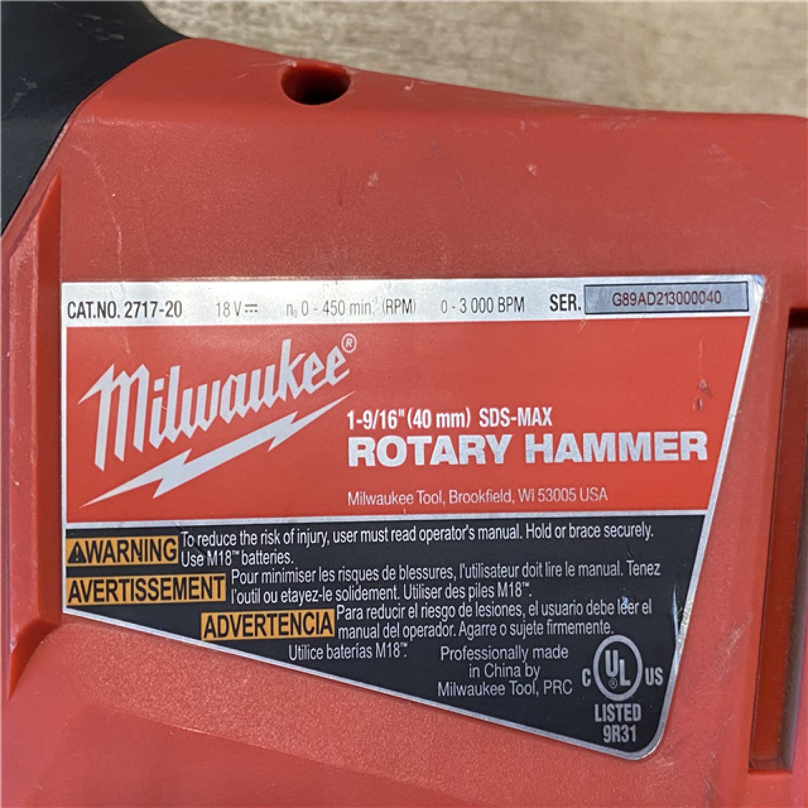 AS-IS MILWAUKEE M18 FUEL 18V Lithium-Ion Brushless Cordless 1-9/16 in. SDS-Max Rotary Hammer (Tool-Only)