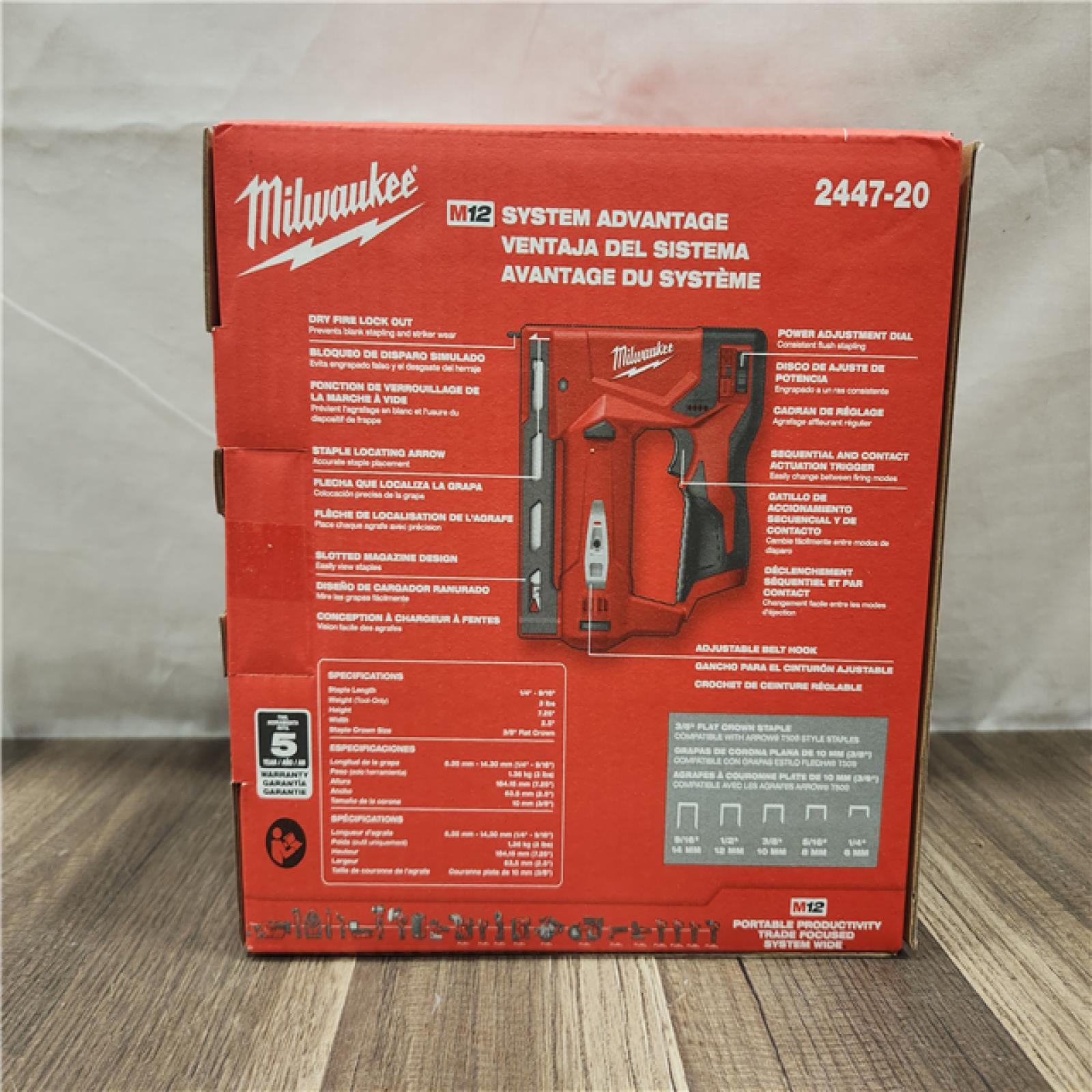 NEW- Milwaukee M12 3/8 Crown Stapler (Tool Only)