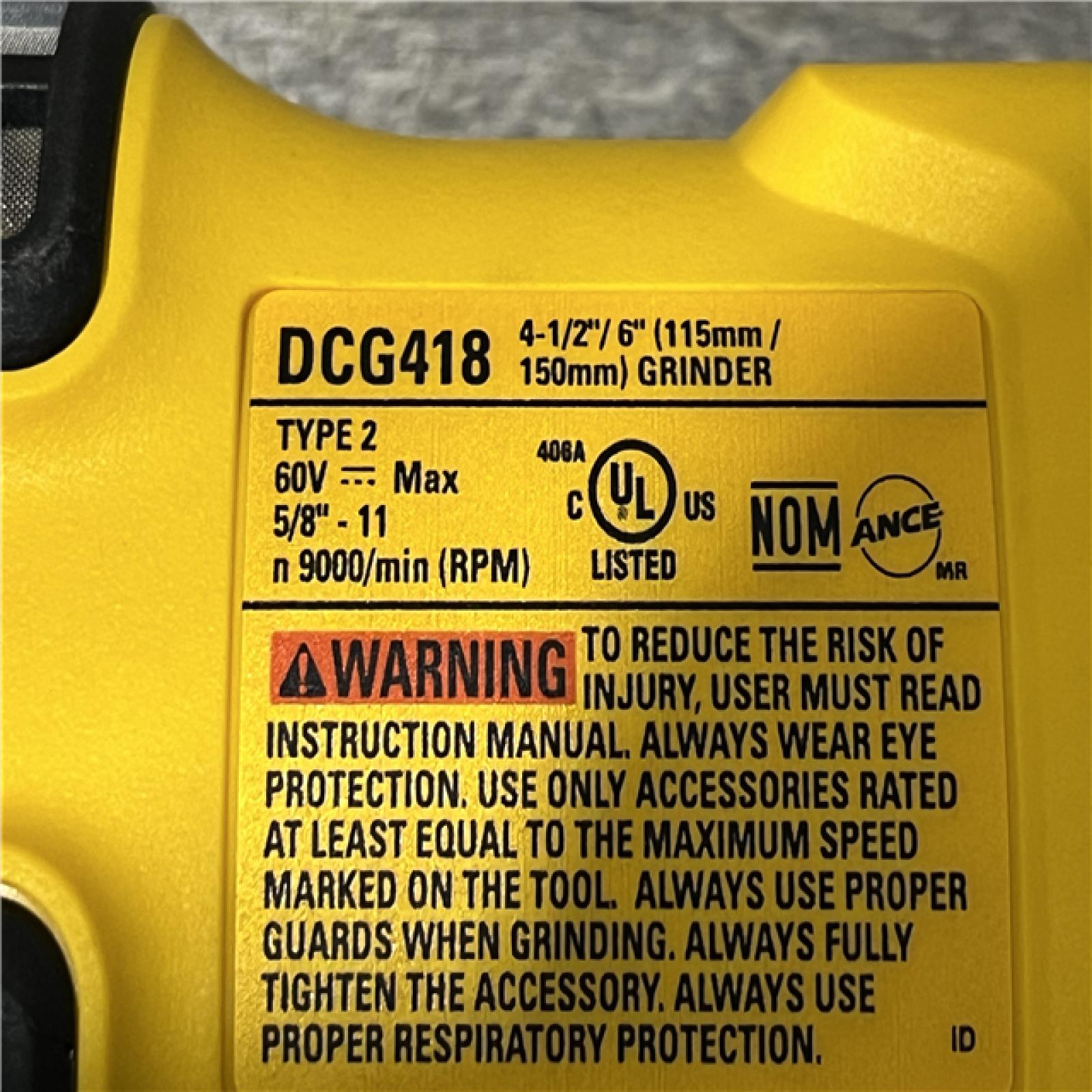 AS-IS DEWALT FLEXVOLT 60V MAX Cordless Brushless 4.5 in. to 6 in. Small Angle Grinder with Kickback Brake (Tool Only)