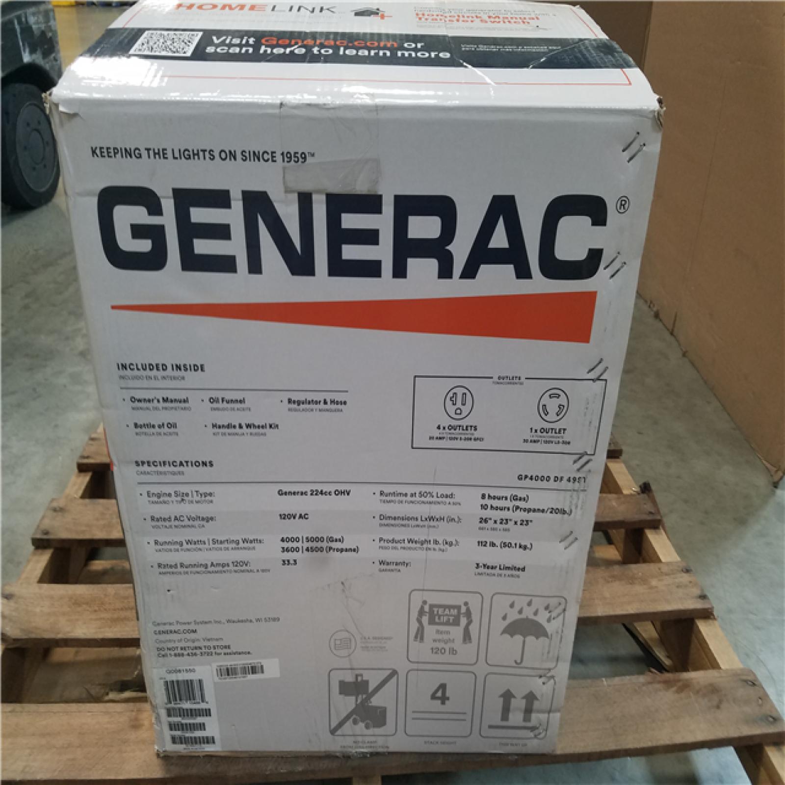 CALIFORNIA AS-IS GENERAC GENERATOR