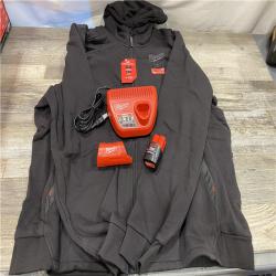 AS-IS Milwaukee Men's 2X-Large 12-Volt Lithium-Ion Cordless Black Heated Jacket Hoodie Kit