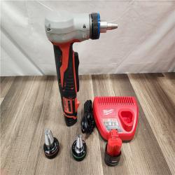 AS-IS- Milwaukee M12 12-Volt Lithium-Ion Cordless PEX Expansion Tool Kit with (2) 1.5 Ah Batteries  (3) Expansion Heads and Hard Case