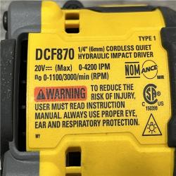 AS-IS DEWALT 20V XR Brushless Cordless 1/4 in. Quiet Hydraulic Impact Driver (Tool-Only)