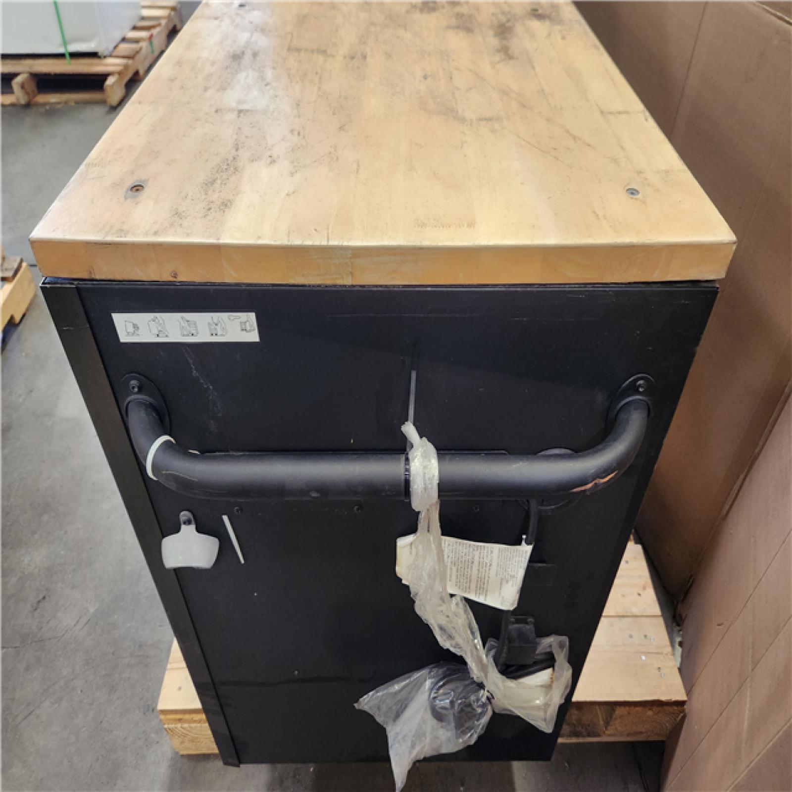 Phoenix AS-IS Husky 61 in. W x 23 in. D Heavy Duty 15-Drawer Mobile Workbench Tool Chest with Solid Wood Top in Matte Black