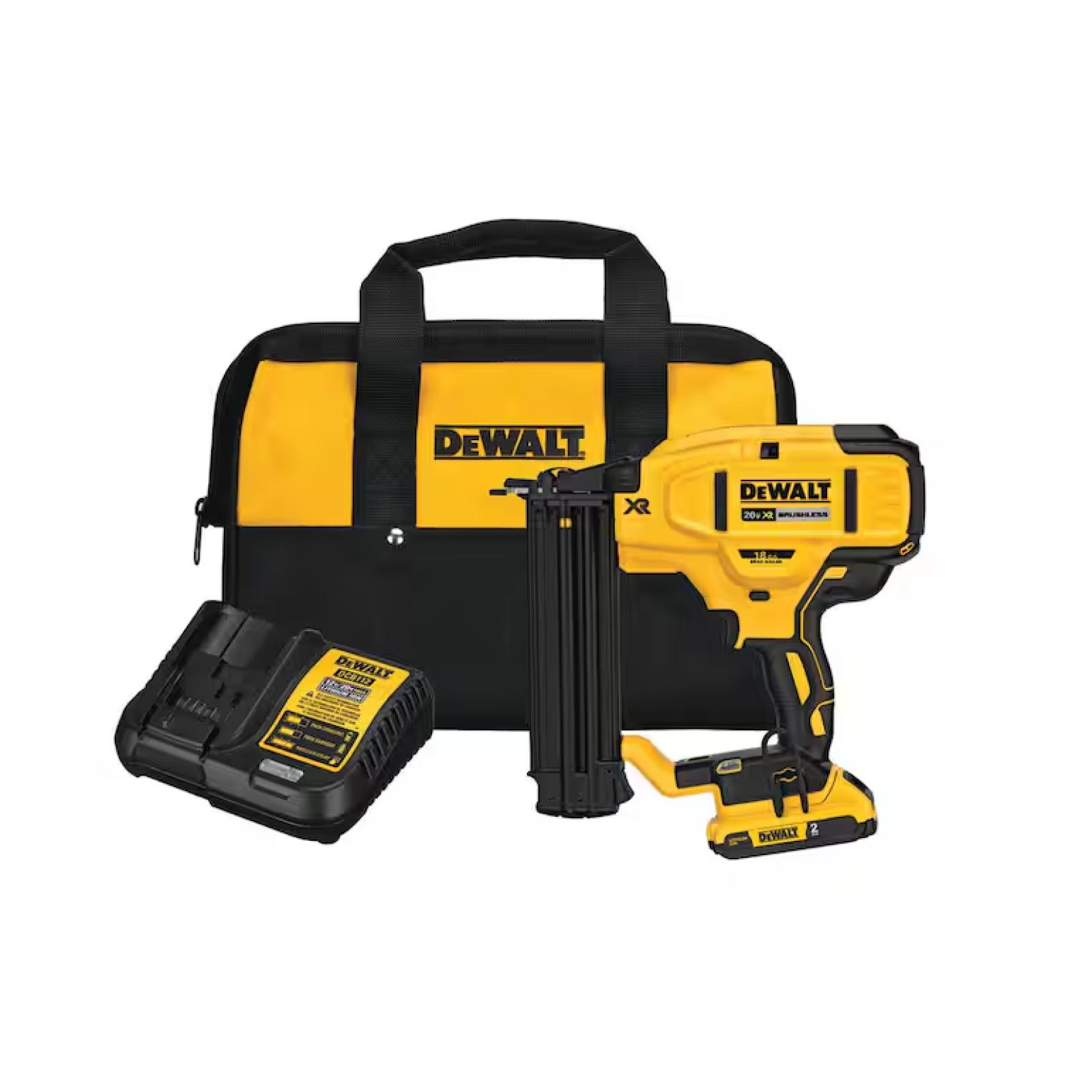NEW! - DEWALT 20V MAX XR Lithium-Ion 2-1/8 in. 18-Gauge Electric Cordless Brad Nailer Kit