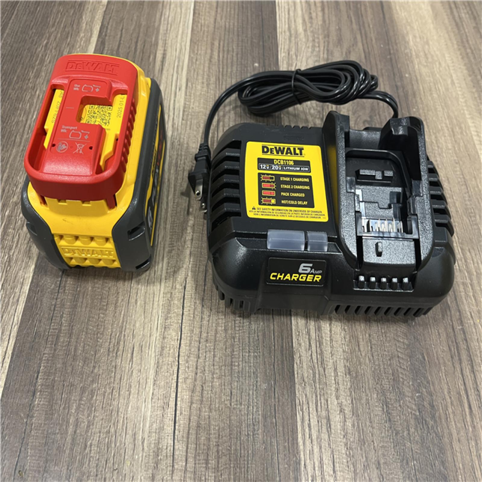 AS-IS DEWALT FLEXVOLT 20V/60V MAX Lithium-Ion 6.0Ah Battery Pack with 6 Amp Output Charger