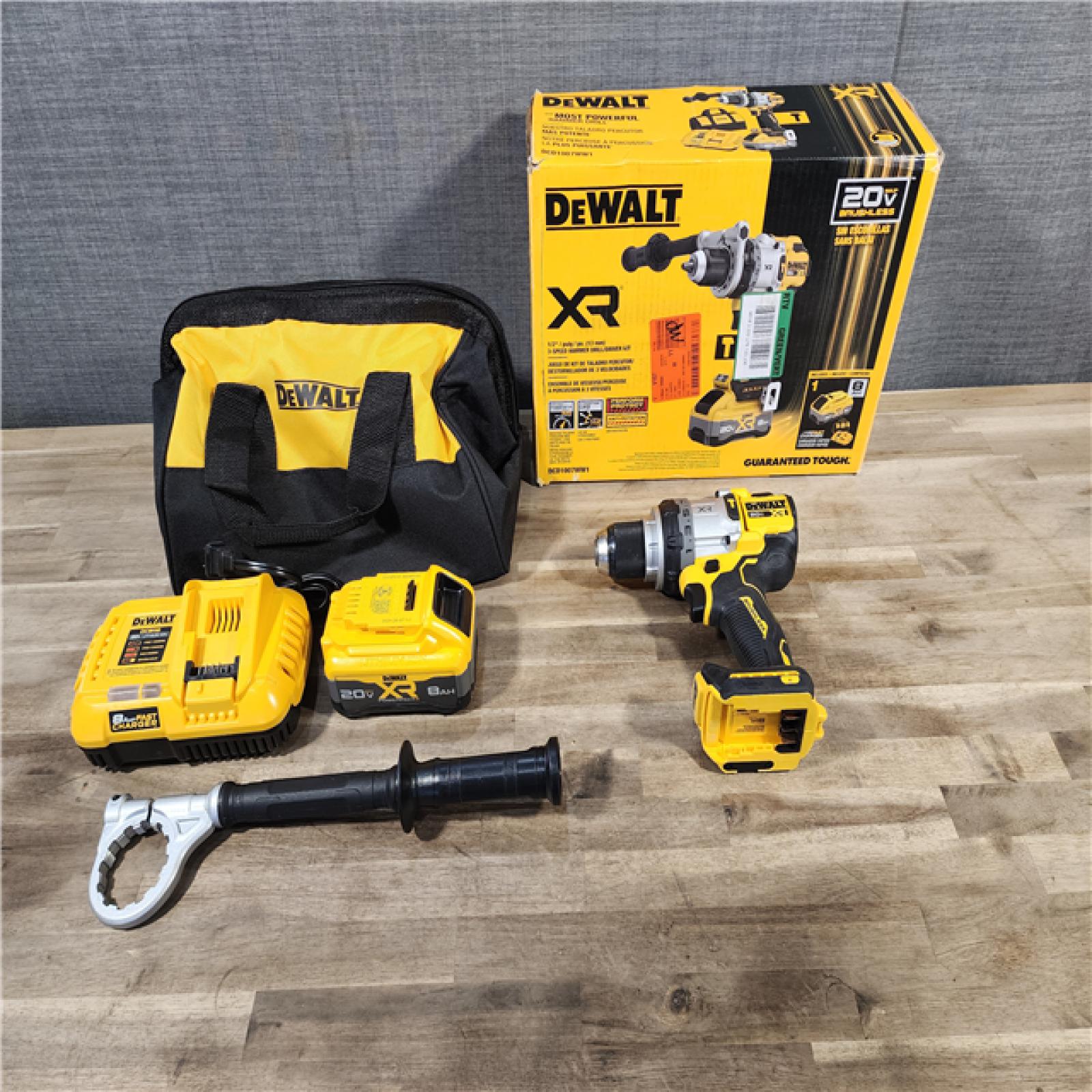 HOUSTON LOCATION - AS-IS DEWALT 20V XR Lithium-Ion Cordless Hammer Drill Kit with 8.0 Ah Battery, Charger and Kit Bag