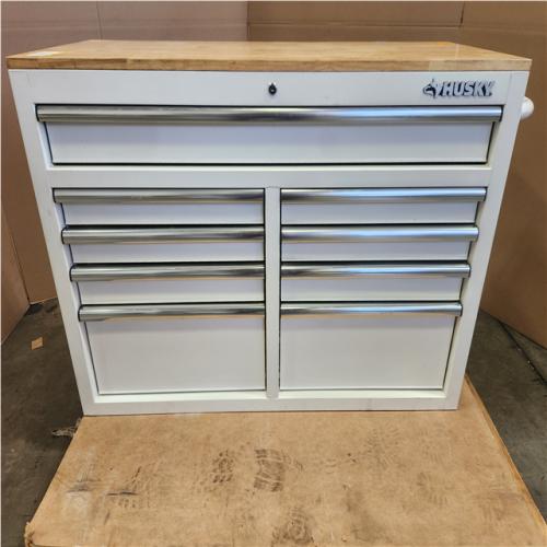 Phoenix LIKE NEW Husky Tool Storage 46 in. W x 18 in. D 9-Drawer Gloss White Mobile Workbench Cabinet