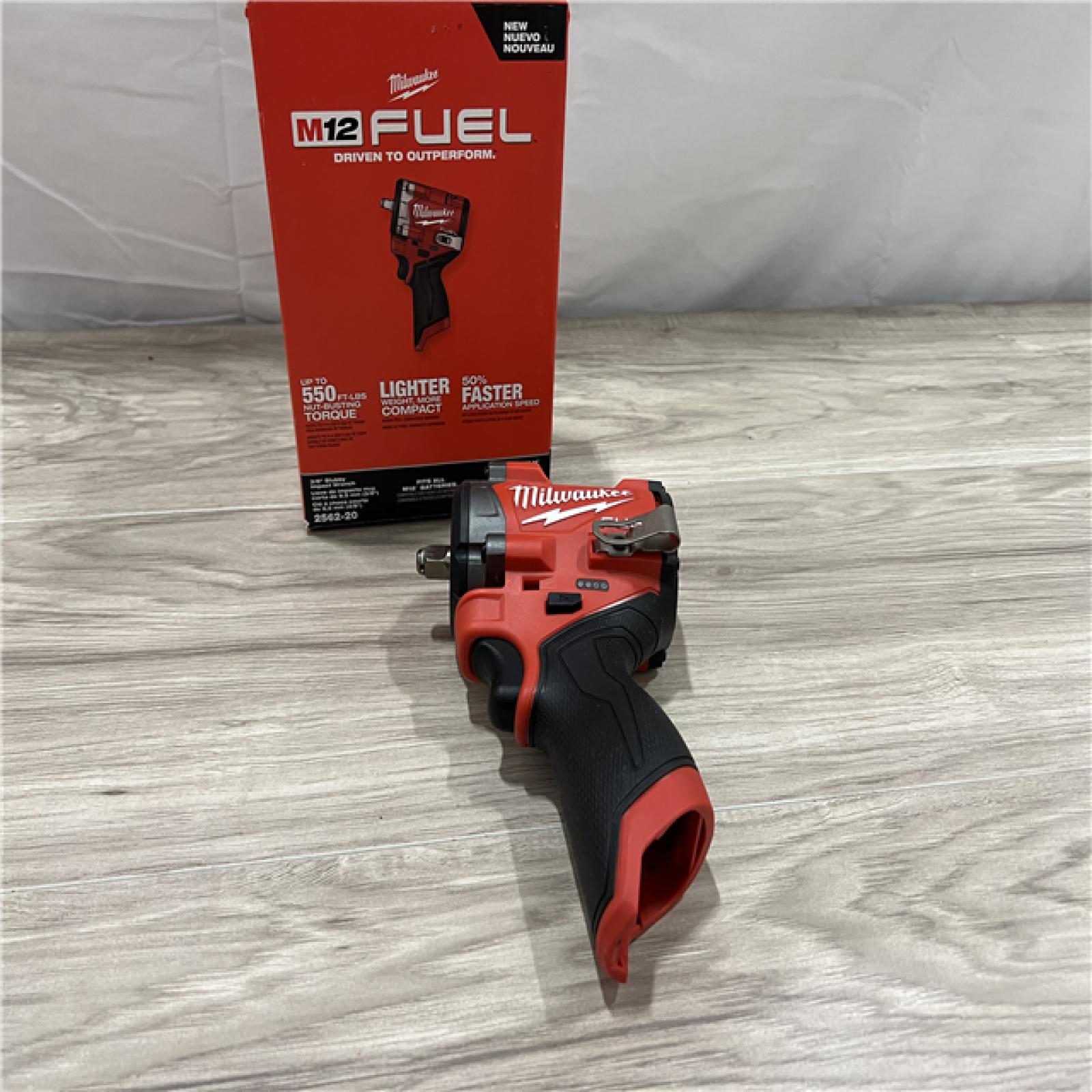 AS-IS Milwaukee  FUEL 12V Lithium-Ion Brushless Cordless Stubby 3/8 in. Impact Wrench (Tool-Only)