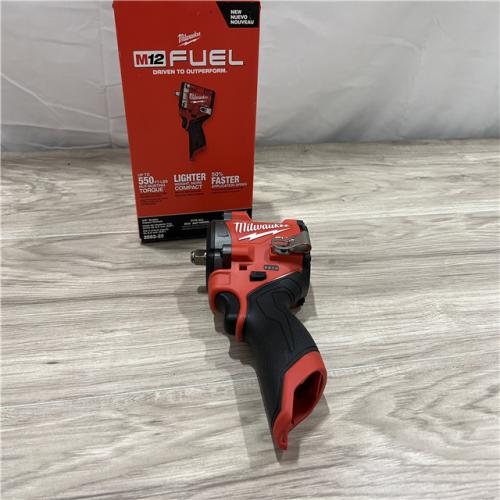 AS-IS Milwaukee  FUEL 12V Lithium-Ion Brushless Cordless Stubby 3/8 in. Impact Wrench (Tool-Only)