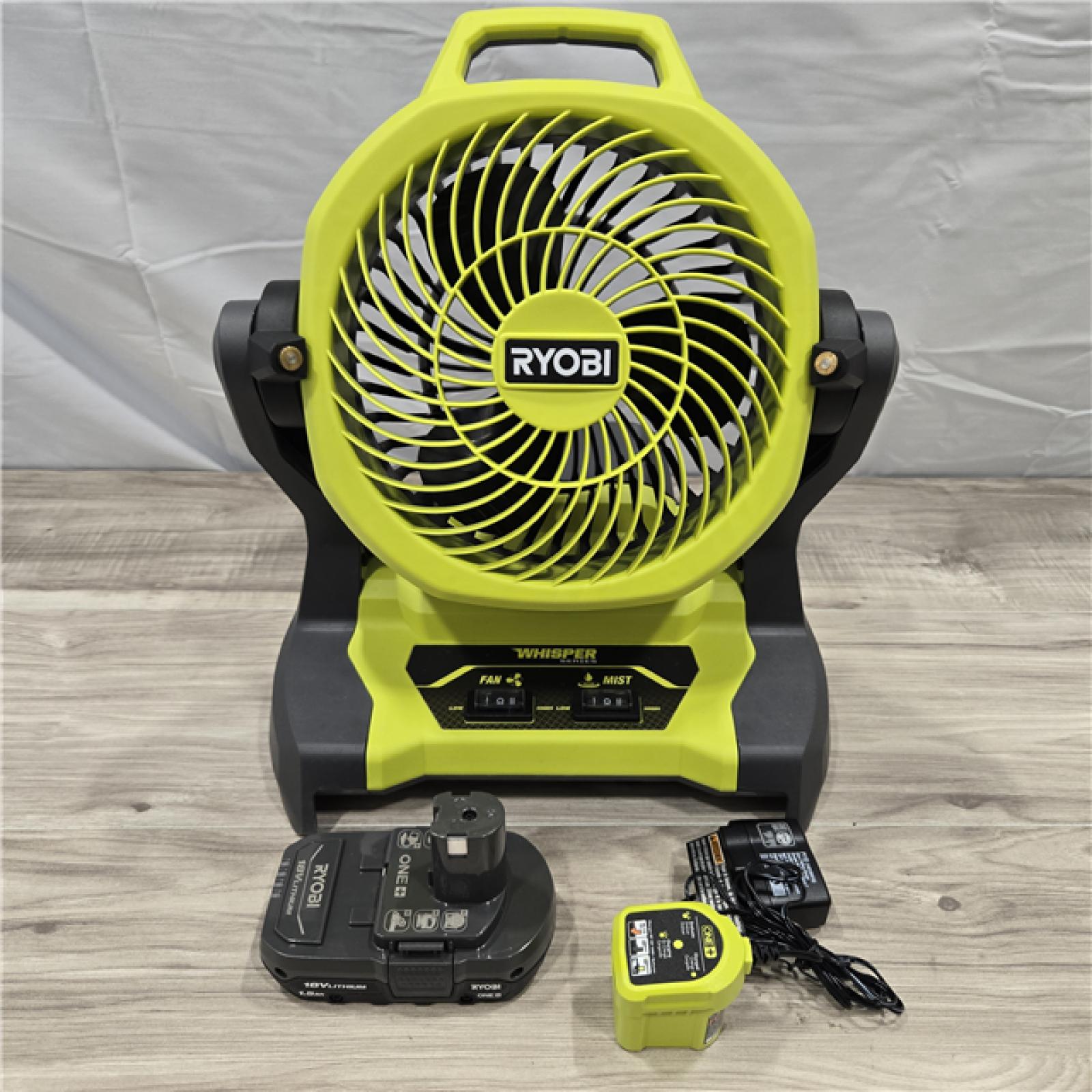 LIKE NEW! - RYOBI ONE+ 18V Cordless Bucket Top Misting Fan Kit