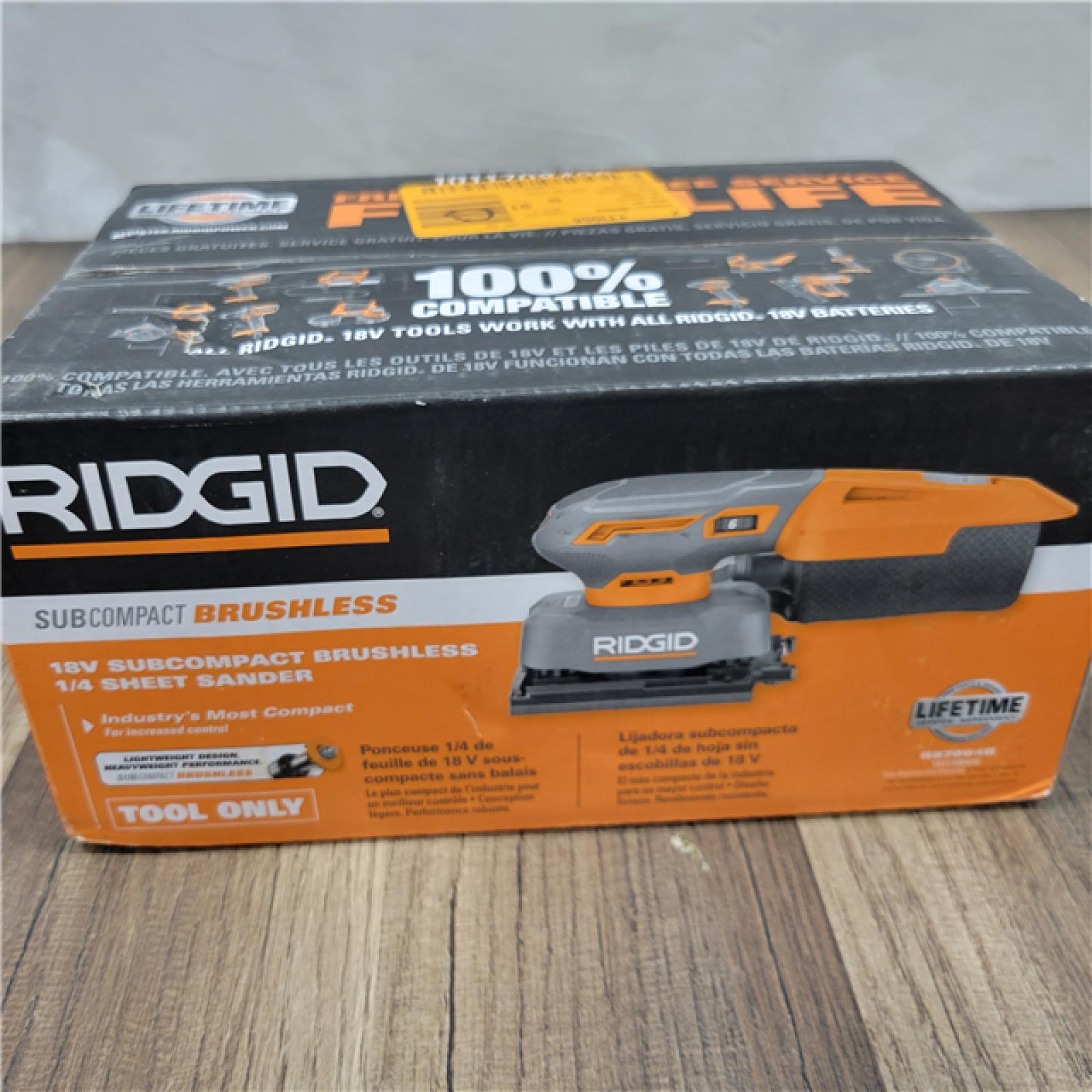 NEW! RIDGID 18V SubCompact Brushless Cordless 1/4 Sheet Sander (Tool Only)