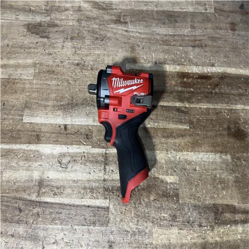 Houston Location AS-IS Milwaukee FUEL 12V Lithium-Ion Brushless Cordless Stubby 1/2 in. Impact Wrench with Pin Detent (Tool-Only)