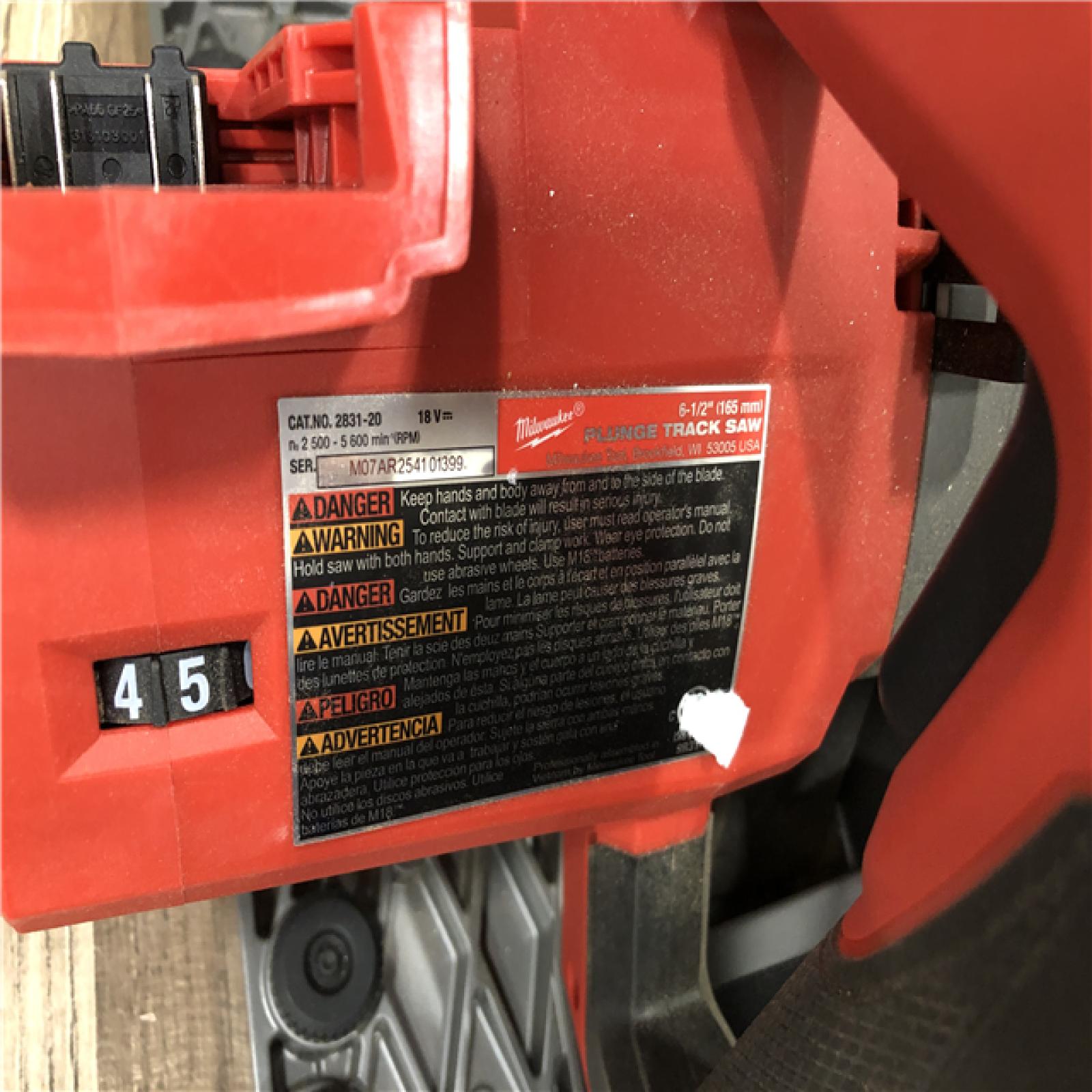 AS-IS Milwaukee FUEL 18V Lithium-Ion Cordless Brushless 6-1/2 in. Plunge Cut Track Saw (Tool-Only)