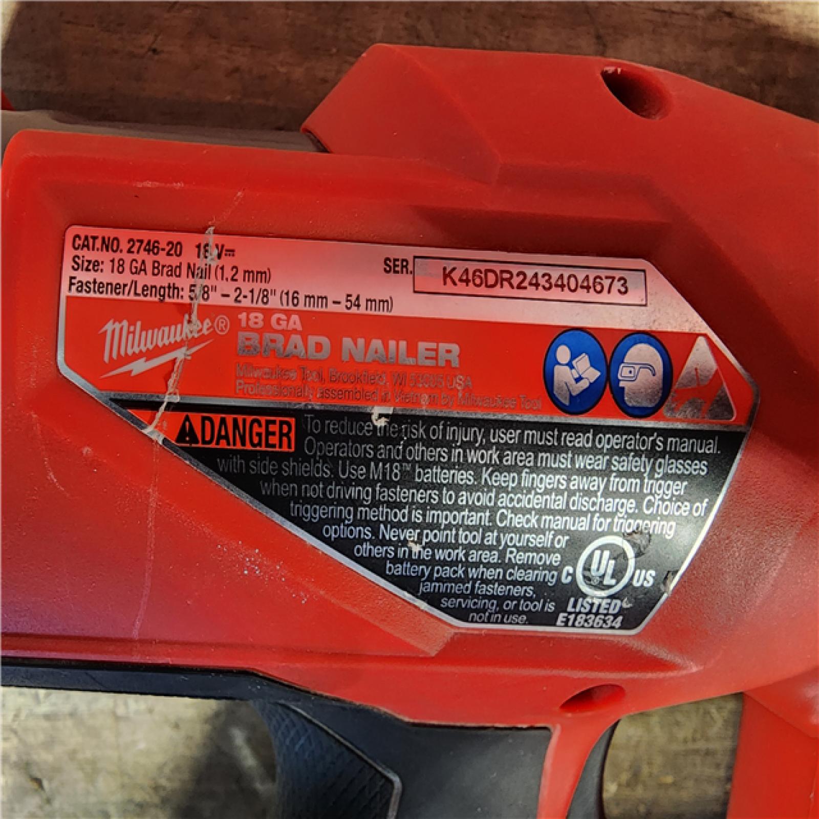 HOUSTON LOCATION - AS-IS Milwaukee M18 Fuel 18V Brushless 18-Gauge Brad Nailer 2746-20 (Bare Tool)