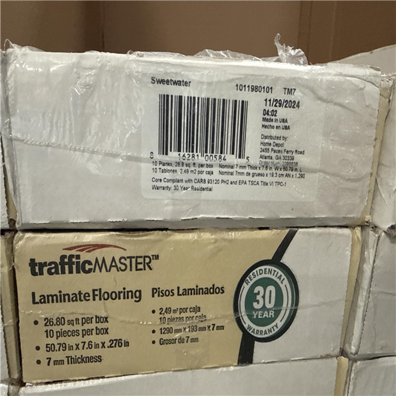 CALIFORNIA AS IS TRAFFIC MASTER LAMINATE FLOOR HOME IMPROVEMENT PALLET