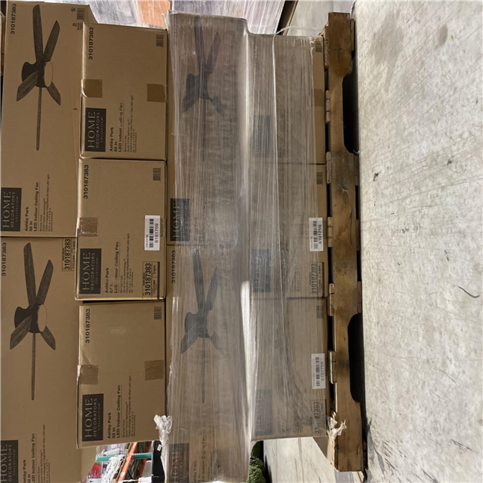 DALLAS LOCATION- NEW!- HOME DECORATORS COLLECTION ASHBY PARK 52 IN. LED CEILING FAN PALLET (20 UNITS)