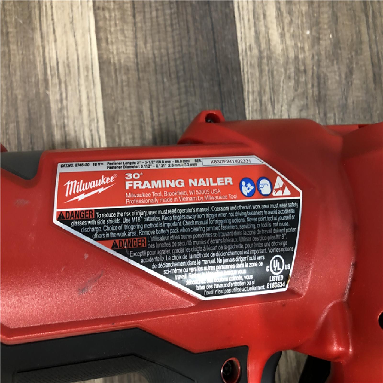 AS-IS Milwaukee FUEL 3-1/2 in. 18-Volt 30-Degree Lithium-Ion Brushless Cordless Framing Nailer (Tool-Only)