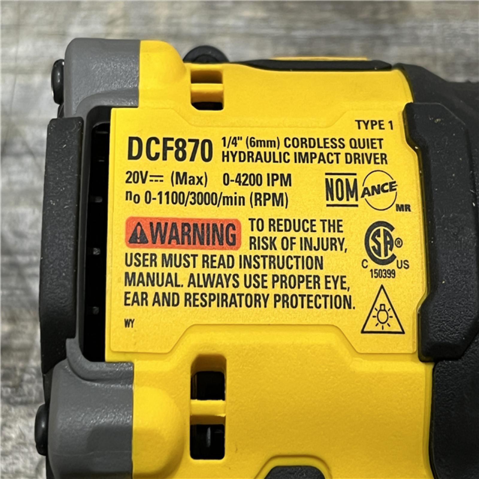 AS-IS DEWALT 20V XR Brushless Cordless 1/4 in. Quiet Hydraulic Impact Driver (Tool-Only)