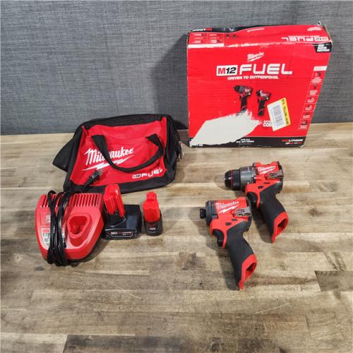 HOUSTON LOCATION - AS-IS Milwaukee 3497-22 12V Brushless Hammer Drill and Impact Driver Combo Kit