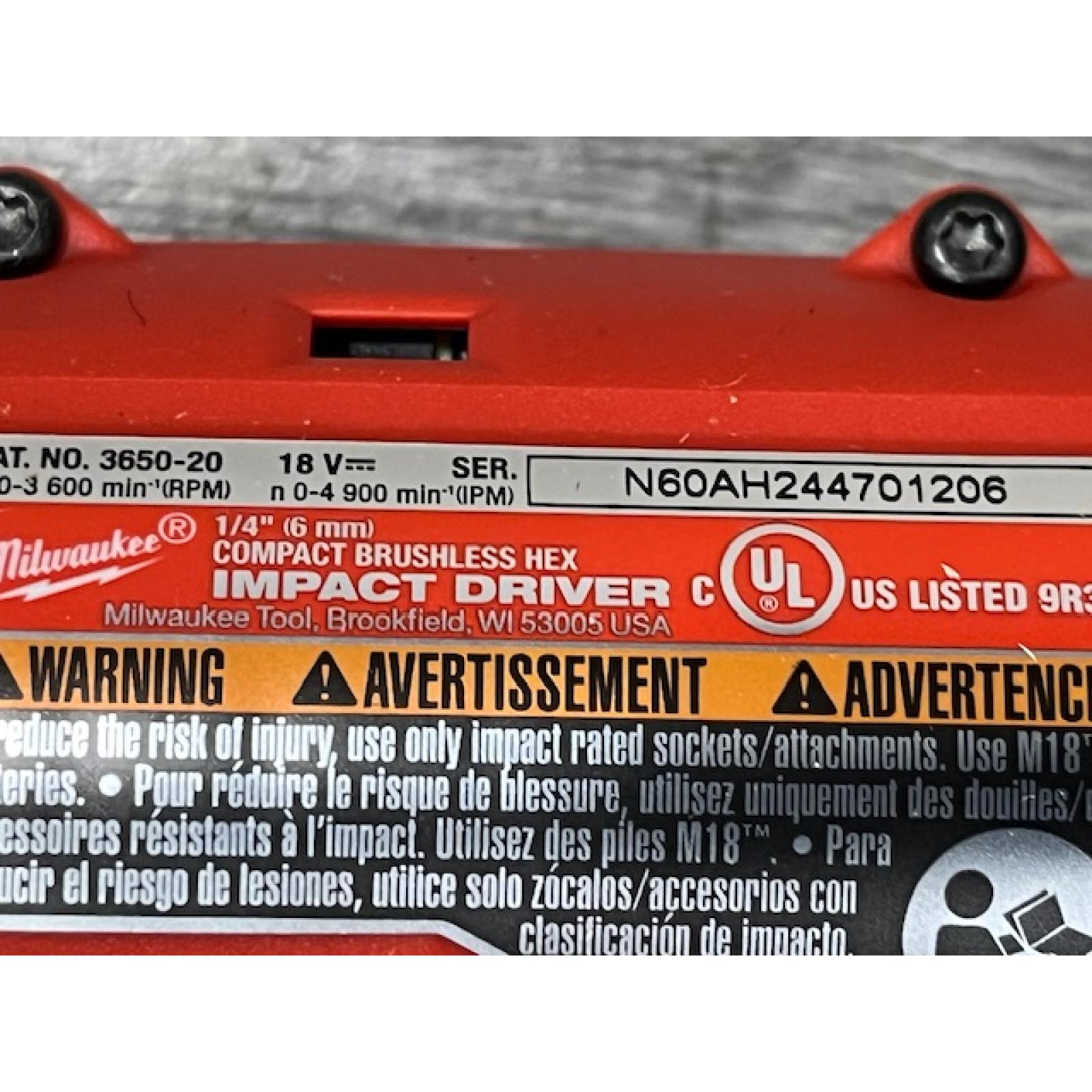 AS-IS Milwaukee 18V Lithium-Ion Brushless Cordless 1/4 in. Impact Driver Kit