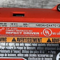 AS-IS Milwaukee 18V Lithium-Ion Brushless Cordless 1/4 in. Impact Driver Kit
