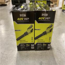 DALLAS LOCATION - 2 UNITS New RYOBI 40V HP Brushless Whisper Series 190 MPH 730 CFM Cordless Battery Jet Fan Leaf Blower with (2) 4.0 Ah Batteries & Charger
