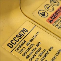 AS-IS DEWALT DCCS670B 16in Chainsaw 60V MAX - (Tool-Only)