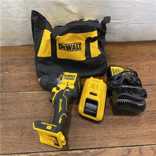AS-IS DEWALT ATOMIC 20-Volt Lithium-Ion Cordless 1/2 in. Compact Hammer Drill with 3.0Ah Battery, Charger and Bag