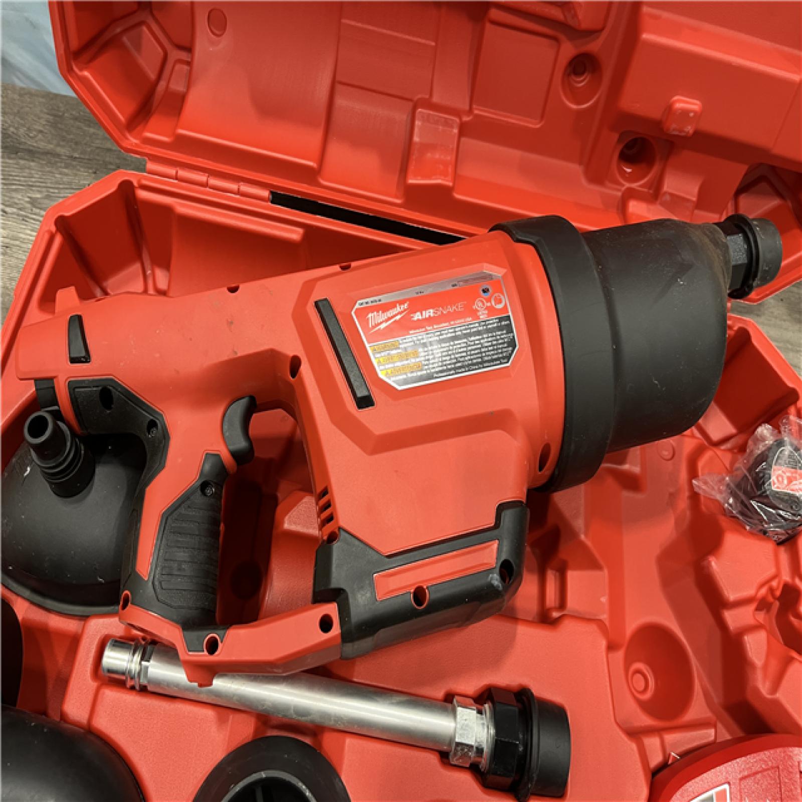 AS-IS Milwaukee 12-Volt Lithium-Ion Cordless Drain Cleaning Airsnake Air Gun Kit