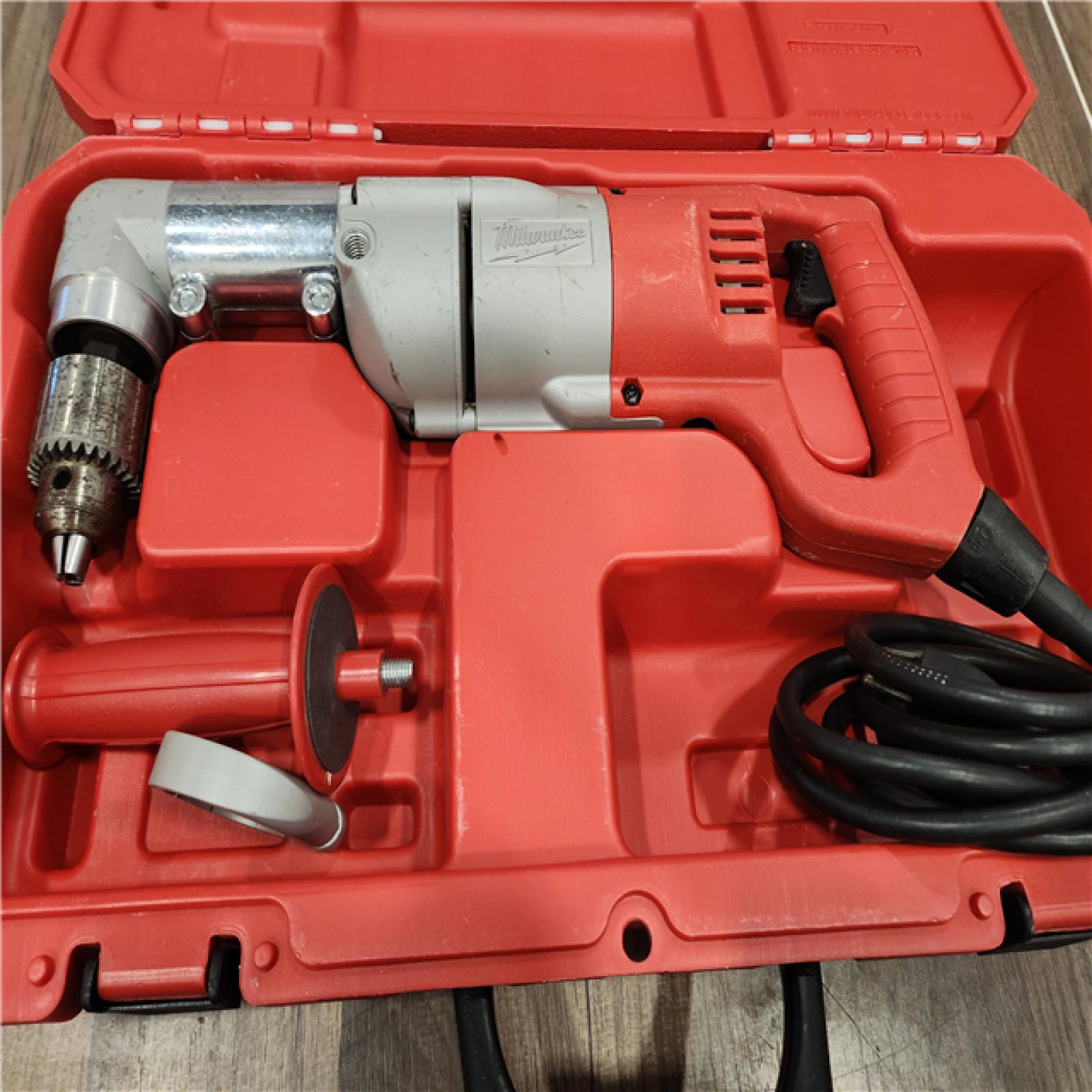 AS-IS  Milwaukee 7 Amp Corded 1/2 in. Corded Right-Angle Drill Kit with Hard Case