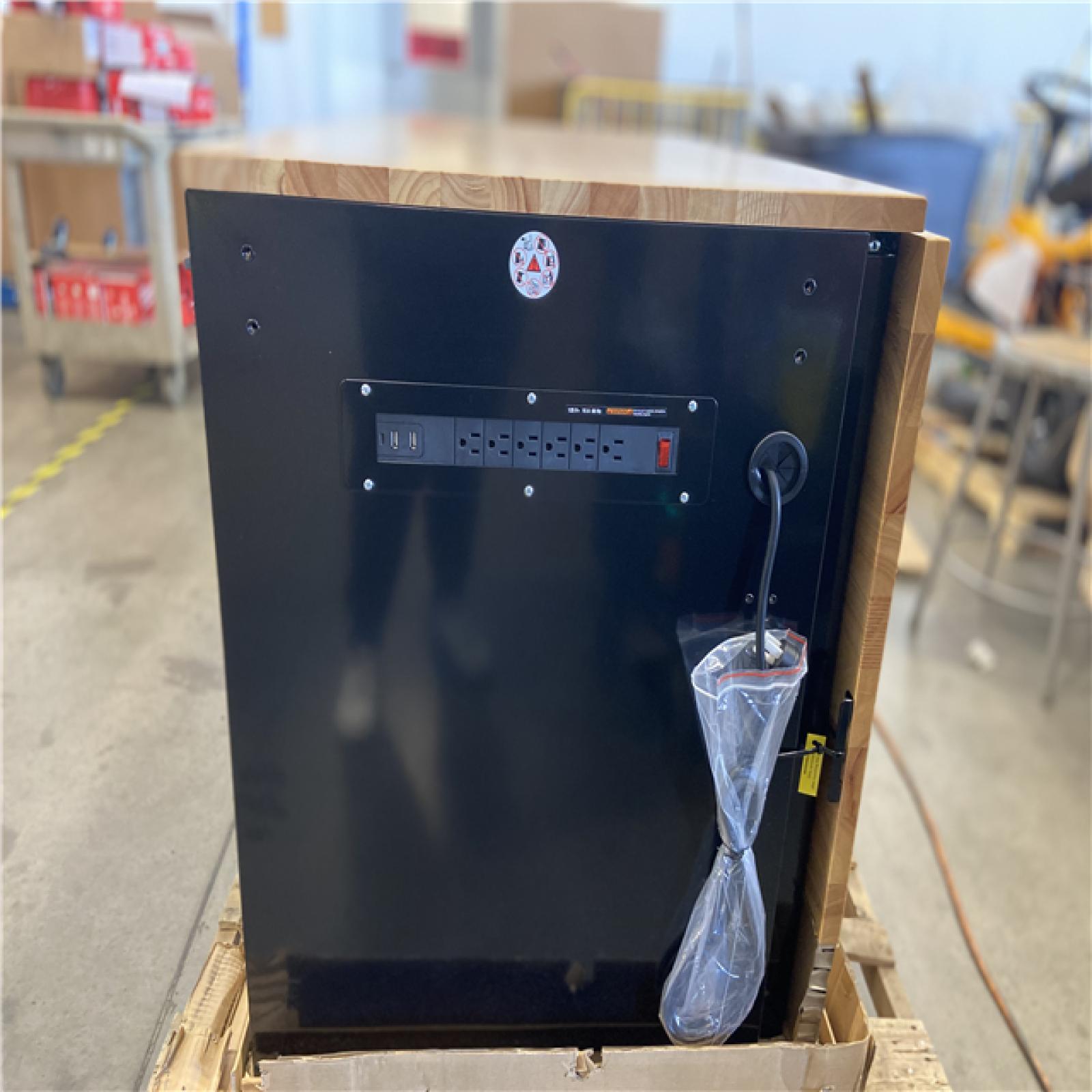 DALLAS LOCATION - Husky Tool Storage 46 in. W x 51 in. D Standard Duty Black Mobile Workbench Cabinet with Solid Top Full Length Extension Table