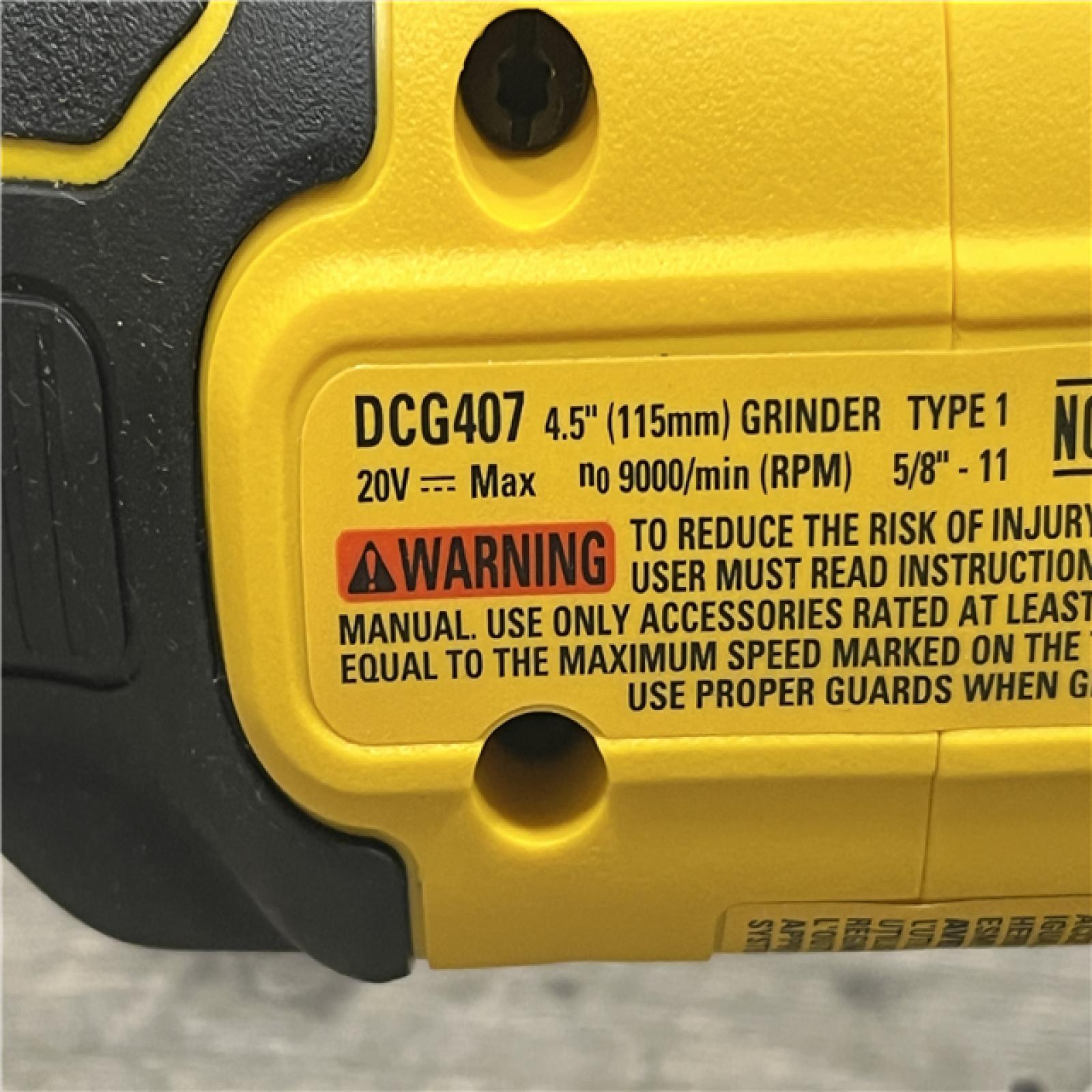 AS-IS DEWALT 20-Volt MAX Cordless Brushless 4-1/2 in. Angle Grinder with Slide Switch (Tool Only)