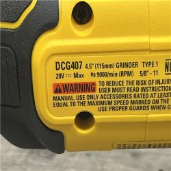 AS-IS DEWALT 20-Volt MAX Cordless Brushless 4-1/2 in. Angle Grinder with Slide Switch (Tool Only)
