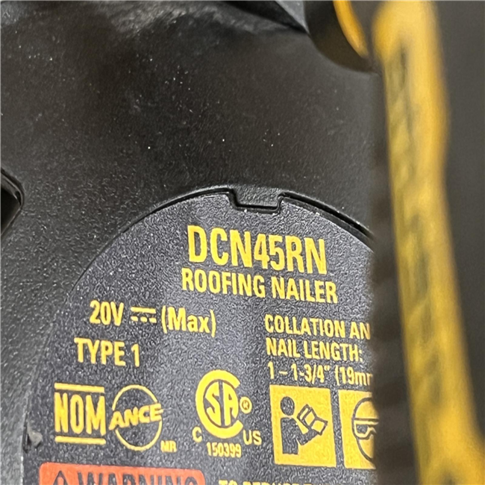 AS-IS DEWALT 20V MAX Lithium-Ion 15-Degree Electric Cordless Roofing Nailer Kit