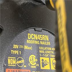 AS-IS DEWALT 20V MAX Lithium-Ion 15-Degree Electric Cordless Roofing Nailer Kit