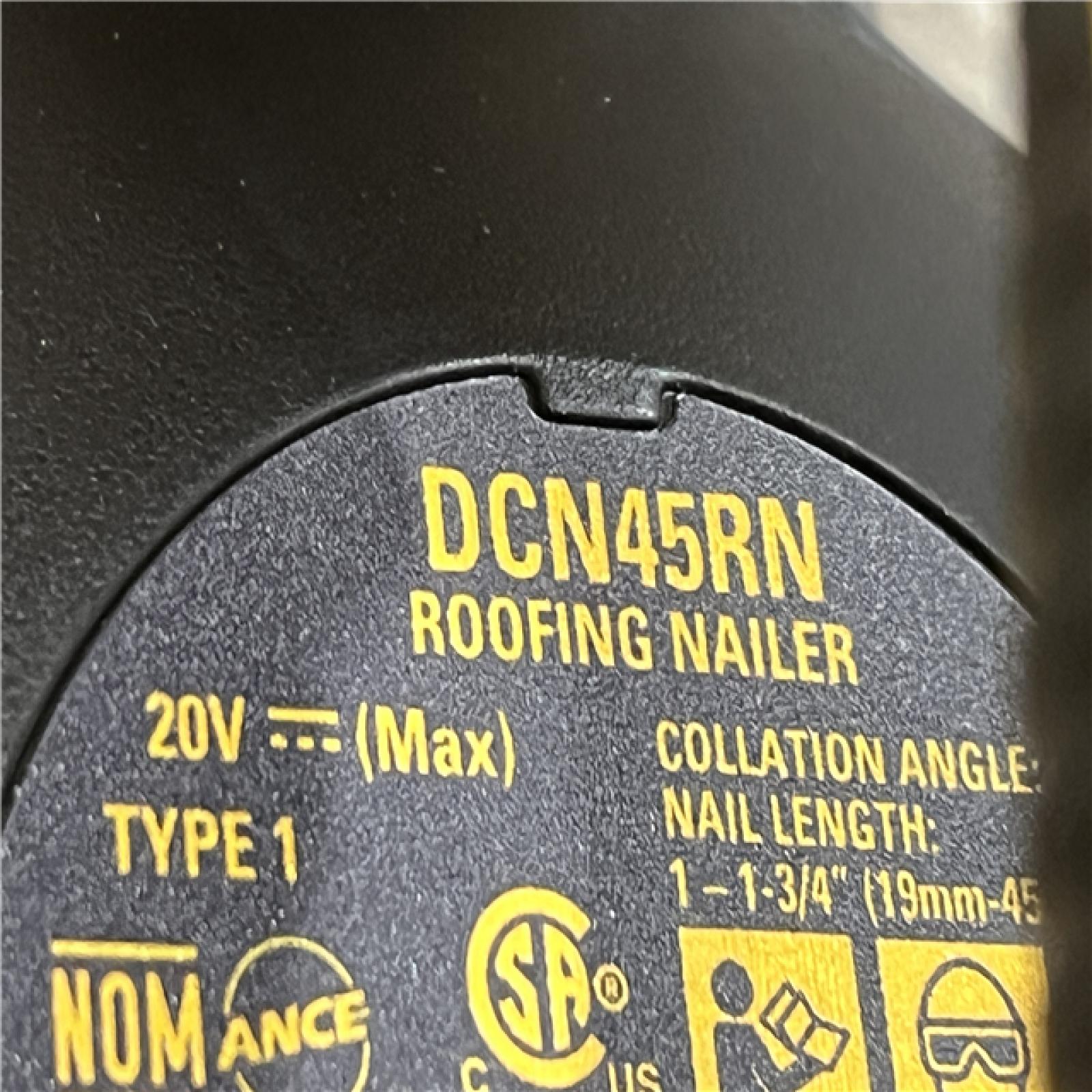 AS-IS DEWALT 20V MAX Lithium-Ion 15-Degree Electric Cordless Roofing Nailer Kit