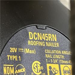 AS-IS DEWALT 20V MAX Lithium-Ion 15-Degree Electric Cordless Roofing Nailer Kit