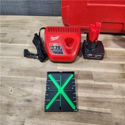 HOUSTON LOCATION - AS-IS (APPEARS LIKE NEW) Milwaukee-3632-21 M12 Green Beam Laser 360Â° 3-Plane Kit
