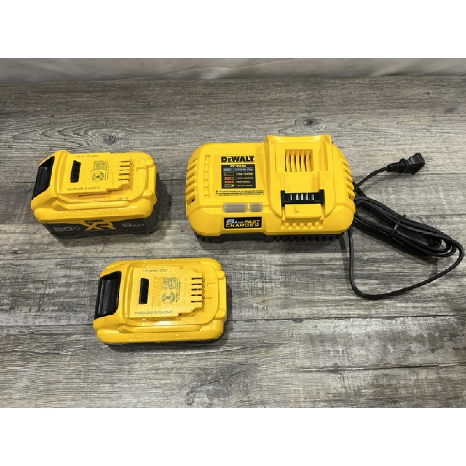 AS-IS DEWALT 20V XR Lithium-Ion Starter Pack with 8.0 Ah and 4.0 Ah Battery Packs and Charger