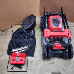 HOUSTON LOCATION - AS-IS Milwaukee M18 FUEL Brushless Cordless 21 in. Walk Behind Dual Battery Self-Propelled Mower Kit W/ BATTERY CHARGER