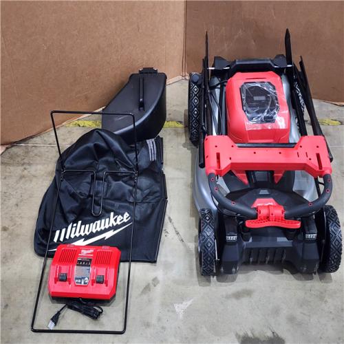 HOUSTON LOCATION - AS-IS Milwaukee M18 FUEL Brushless Cordless 21 in. Walk Behind Dual Battery Self-Propelled Mower Kit W/ BATTERY CHARGER