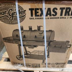 Phoenix NEW Char-Griller Texas Trio 4-Burner Dual Fuel Grill with Smoker in Black