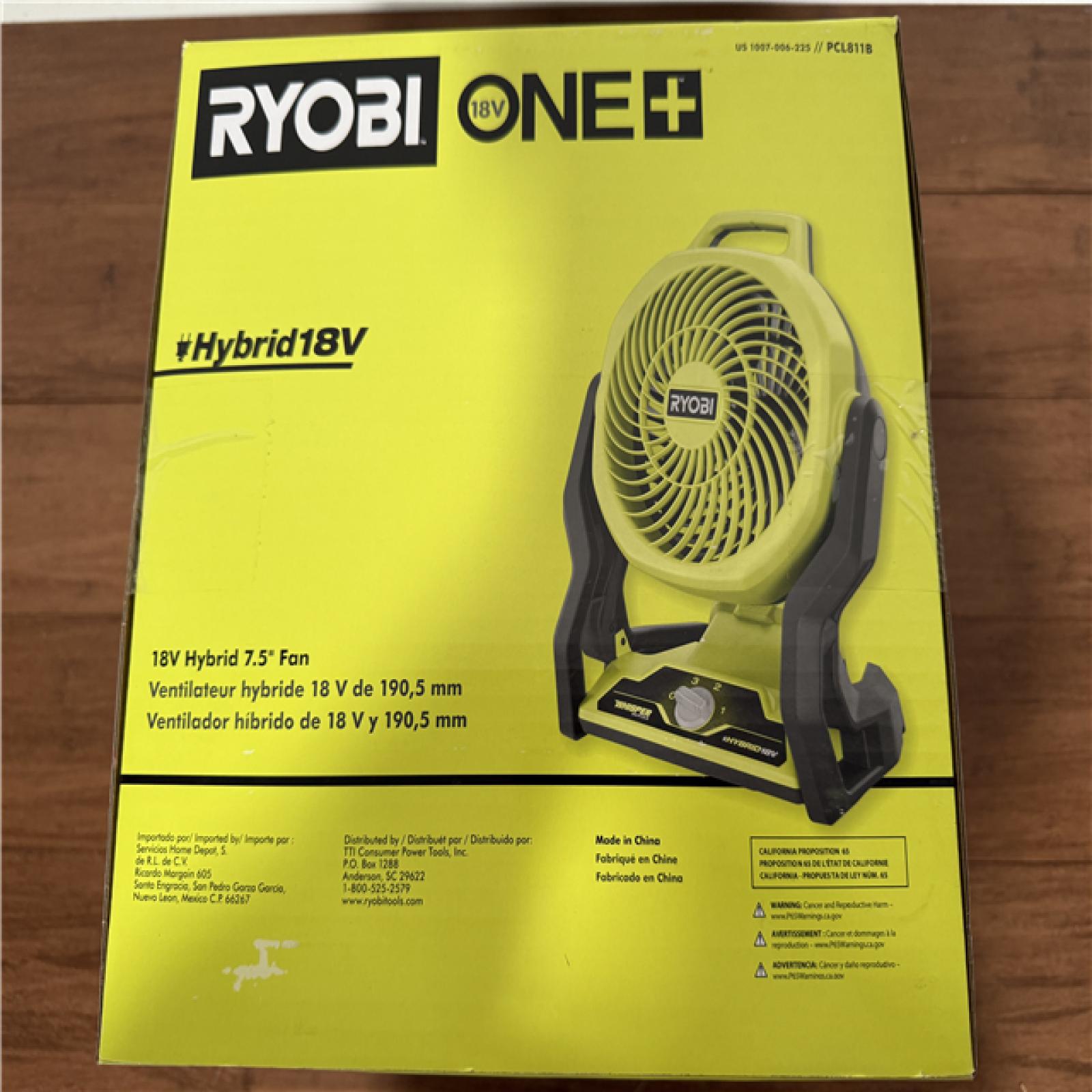 California NEW/Sealed Box Ryobi One+ 18V Hybrid 7.5 Fan (Tool Only)